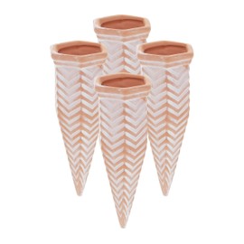 Relaxdays Tonkegel Bewässerung, 4er Set, Gießkegel für 1,5 l PET-Flaschen, Zimmerpflanzen & Balkonkästen, terrakotta