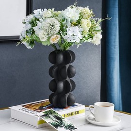 9-Inch Ceramic Flower Vase for Modern Farmhouse Decoration, Black Flower Vase for Home Decor Living Room, Home, Office, Centerpiece,Table and Wedding (Small, Black)