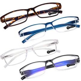 TERAISE Anti- UV Reading Glasses 4 Pairs Blue Light Blocking Reader Womens Mens (1.75X)