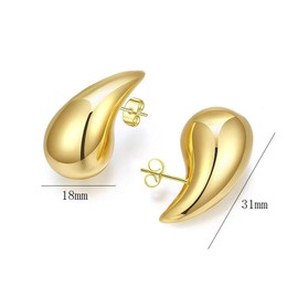 Hinvan 2 Pairs Chunky Gold Hoop Earrings Sliver Earrings Hollow Open Waterdrop Teardrop Earrings Set Earrings Gold Hoops Sliver Hoops Earrings Studs Gold Sliver Dangle Earrings For Women Girls