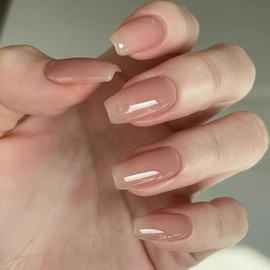 YXRXKJ Nail Tips, Medium, 24 Pieces, Nail Tips, Short, Popular, Japanese Style, Cute, Simple, Stylish, False Nails, Short, Spring & Summer, Bride Nails, Glossy, Coming of Age Ceremony, Graduation