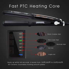 DORISILK Steam Straightener for Hair, Professional Steam Flat Iron Salon Cera...