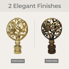 Royal Designs, Inc. Decorative Owl On Tree Finial for Lampshade, Antique Brass - Pack of 1