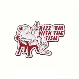 Rizz ‘Em With The ‘Tism Enamel Pin - Funny Frog Autistic Meme Neurodivergent ND