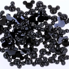 240Pcs Resin Mouse Head Flatback Rhinestone Beads for Scrapbooking DIY Crafts Hair Accessories (Black)
