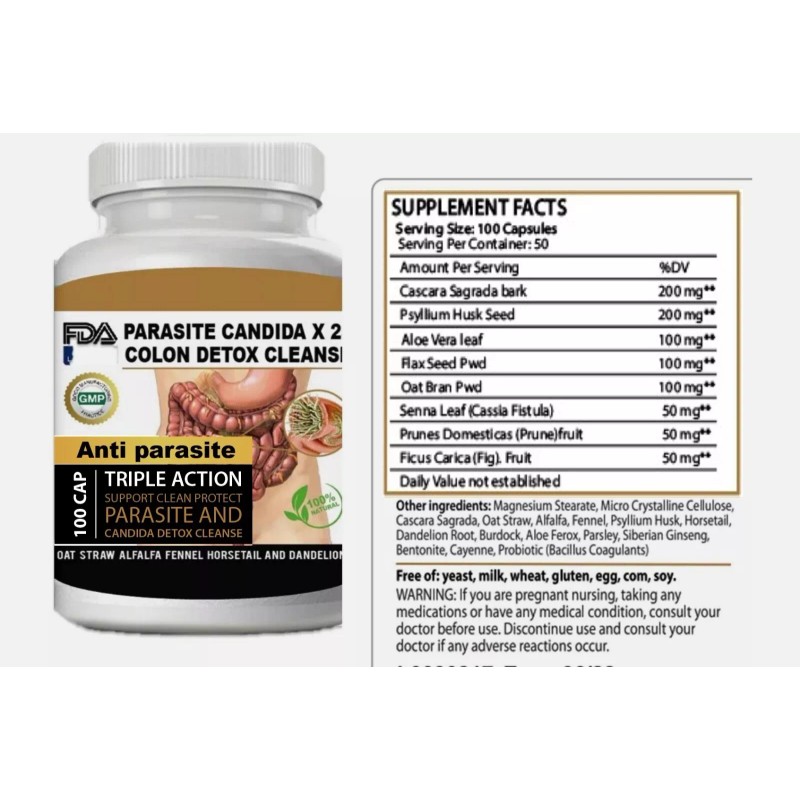 Potent Candida Cleanse Support Capsules & Detox | Herbs, Enzymes