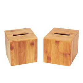 JackCubeDesign Bamboo Square Tissue Box Cover Holder Case Cover Holder Box Napkin Holder Organizer Stand(Set of 2, 5.67 x 5.67 x 5.67inches)-:MK273AA