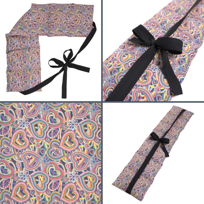 Linseed cushion 7-chamber with ribbon, 65 x 15 organic fabric