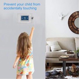 Universal Thermostat Lock Box with Key,Clear Large Thermostat Cover for Thermostat on Wall,Thermostat Guard Fits Thermostats 7H x 4.5W inches or Smaller (2 Sets)
