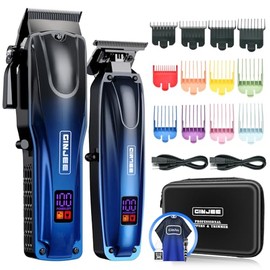 Professional Hair Clippers for Men Cordless & Corded - Rechargeable Barber Clipper & Trimmer Set with Fade Lever for Home Haircuts, Grooming Kit with Guide Combs, with Travel Case