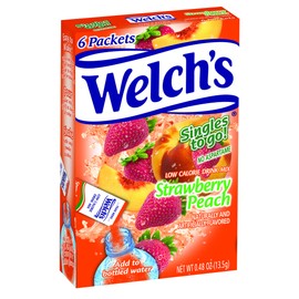 Welch's Singles To Go Water Drink Mix - Strawberry Peach Powder Sticks (12 Boxes with 6 Packets Each - 72 Total Servings)