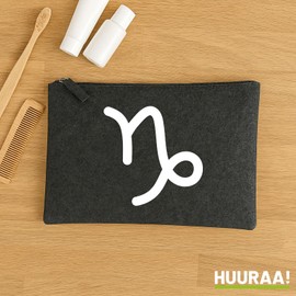 Huuraa Kulturbeutel Steinbock Sternzeichen Zeichen Geschenk 1 Liter Charcoal Filz Steinbock Geschenkidee