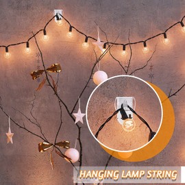 Jetec 100 Pcs Light Clips Clear Mini Adhesive Hook Hanging Wall Decorating String Clips for Wall Home Indoor Halloween Christmas Decoration Water Resistant