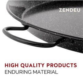ZENDEU - Paella Pan 13.5 inch - Enameled Steel Paella Pan, Made in Spain - Easy Cleaning - Enameled Steel, 13.5 in - 34 cm (6 Servings) Cook your own Spanish Paella