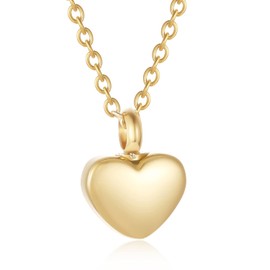 Small Heart Cremation Jewelry for Ashes 316L Stainless Steel Memorial Urn Pendant Customize Keepsake Jewelry for Women (Gold)