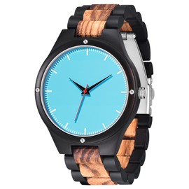 Dentily Elegant Mens Wooden Watch Simplicity Quartz Analog Wood Watch for Dad,Husband and Boyfriend
