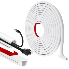 Canalina passacavi adesiva canaline per cavi elettrici semicircolare copricavi flessibile copri fili per TV muro pavimento (Bianco, 7mm×14mm×1m)