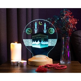 Ramadan Decorative Islamic Eid Mubarak Decoration 3D LED Lamp Gift for Friends (Kaaba Standard)