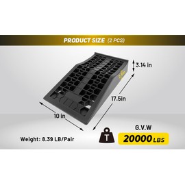 HOXWELL Car Ramps for Jack Support and Lift Vehicle Maintenance, Lightweight Low Profile Car Ramps for Garage, Heavy Duty Tire Ramps for Low Chassis Cars, 17.5''x10''x3.14'' (2PCS)