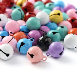 HERZWILD Pack of 100 Metal Bells for Jewellery Crafts Gift Wrapping Christmas Party Decoration (Colourful 14 mm)