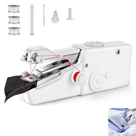 Sewing Machine, Mini Sewing Machine Handheld, Cordless Portable Electric Sewing Machines with Sewing Accessories for Beginners, Suitable for Clothing, Curtains, DIY Home Travel, White