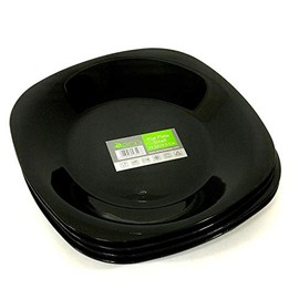 ECO Unbreakable Colourful Plastic Dinner Flat Plate Set-of-4 - Shatterproof - 100% Food Safe - Perfect for Camping, Indoors, Outdoors, and picnics (Black, Small)