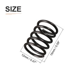 DTGN 1.2x12x15mm(DxODxL) Compression Spring - 10Pack - Good for Machinery - Spring Steel Extension Spring - Black