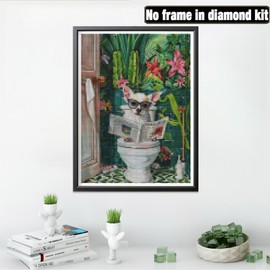 Yeerumo DIY Diamond Painting Accessories Dog Full Set, 5D Painting Diamond Painting Pictures Animal Crystal Embroidery Cross Stitch Home Bedroom Office Wall Decoration 30 x 40 cm