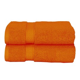 Milosc Pack of 2 Large Bath Towels Set Super Absorbent 500GSM 100% Egyptian Cotton Hotel Quality Quest Towel Extra Soft Set (Orange)