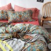 Vintage Style Garden Flower Duvet Cover Set with Zipper Closure