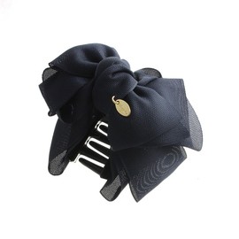VingTAINE H-620-NY Center Ribbon Hair Claw Hair Accessories, Navy