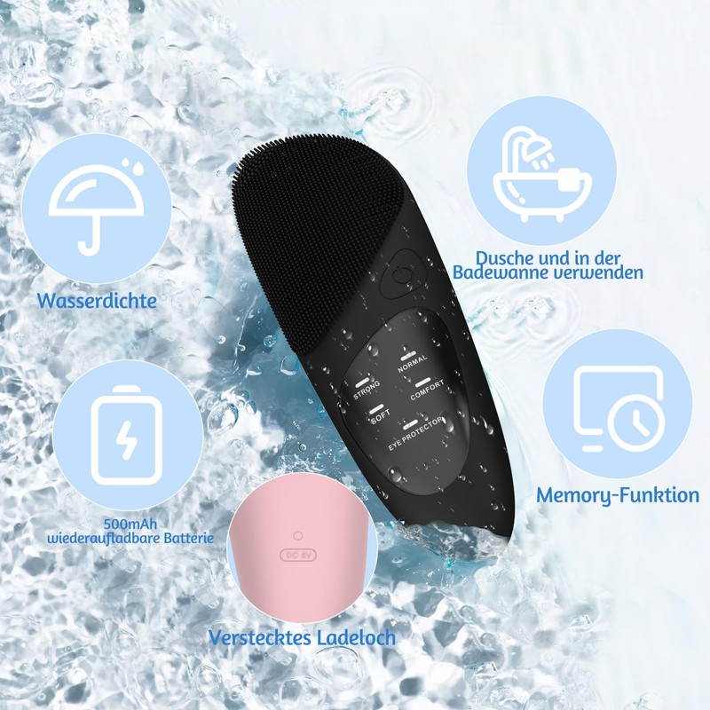 Electric Facial Cleansing Brush - Waterproof Ultrasonic Facial Cleansing Brush