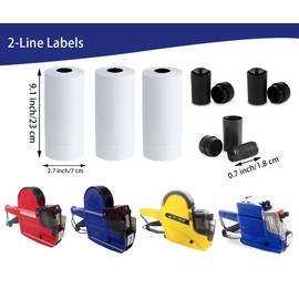 NaviLintek Labels for 2-Line Price Tag Gun,10000 Labeler Stickers w/ 2 Ink Rolls Kit for Date Code Pricing Tagging Maker Stamper Applicator Machine,Clothes Supplies Label for Retail Garage Sale(White)