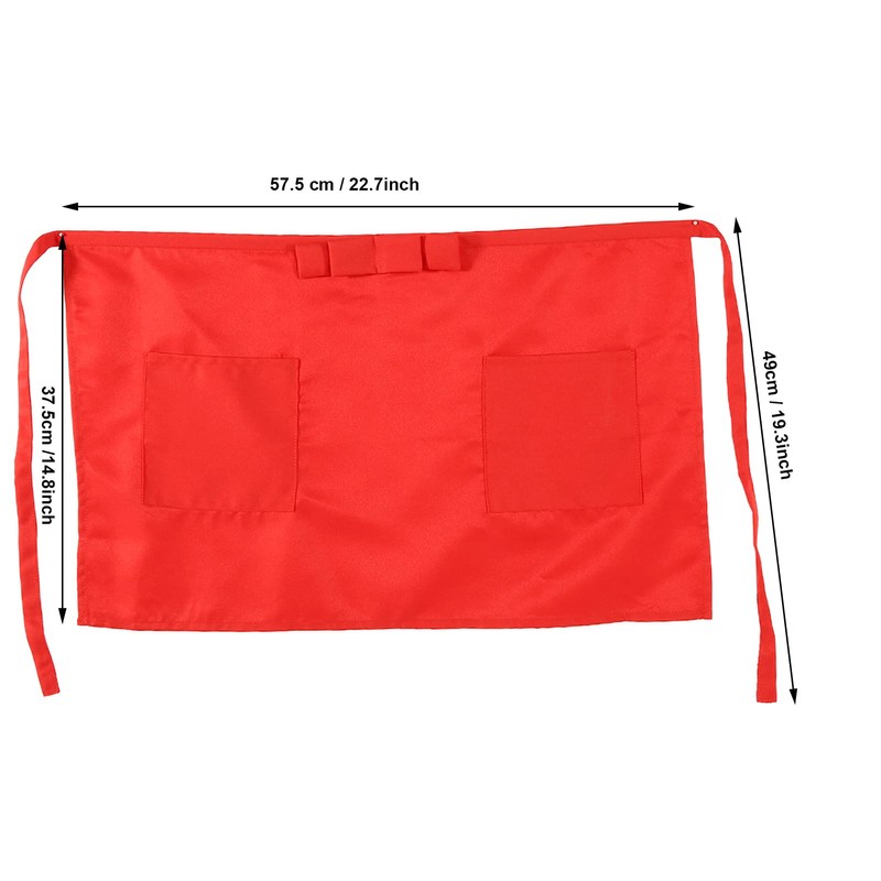 Jenngaoo 3-Pack Waist Aprons for Women Men, Red, Kitchen Restaurant
