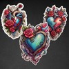 heart and rose temporary tattoo - Specification: red and blue