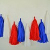 4 of July Tissue Tassels 10 Tassels 8 Feet Strings