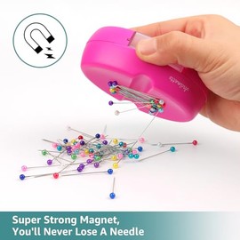 Arcimatto Magnetic Pin Holder, Strong Magnet Pincushion with Drawer, Pin Cushion with 100 Pcs Ball Head Straight Pins for Sewing, Needle Cushions Bobby Pin Holder Paper Clip Organizer for Quilting