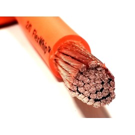 Battery Cable Pure Copper ORANGE FLEX WHIP Power Wire 1/0 or 2/0 Gauge AWG (1/0 FLEX WHIP(350A) 25 FT)