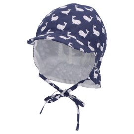 Sterntaler Unisex Children's Peaked Cap Neck Protection Whales Children's Hat, blue