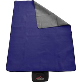 normani Outdoor Camping Blanket Fleece with Carry Handle Waterproof Insulated Dark Blue