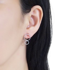 Small Simple Minimal Modern Silver tone Circle Hoop Invisible Clip On Stud Earrings Non Pierced Earrings