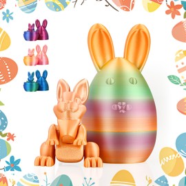 QCCX Easter Bunny Egg, 3D Printed Bunny Egg with Movable Bunny Ornament Fidget Decoration, Surprise Gifts for Easter Eggs Basket Stuffers (Gold)