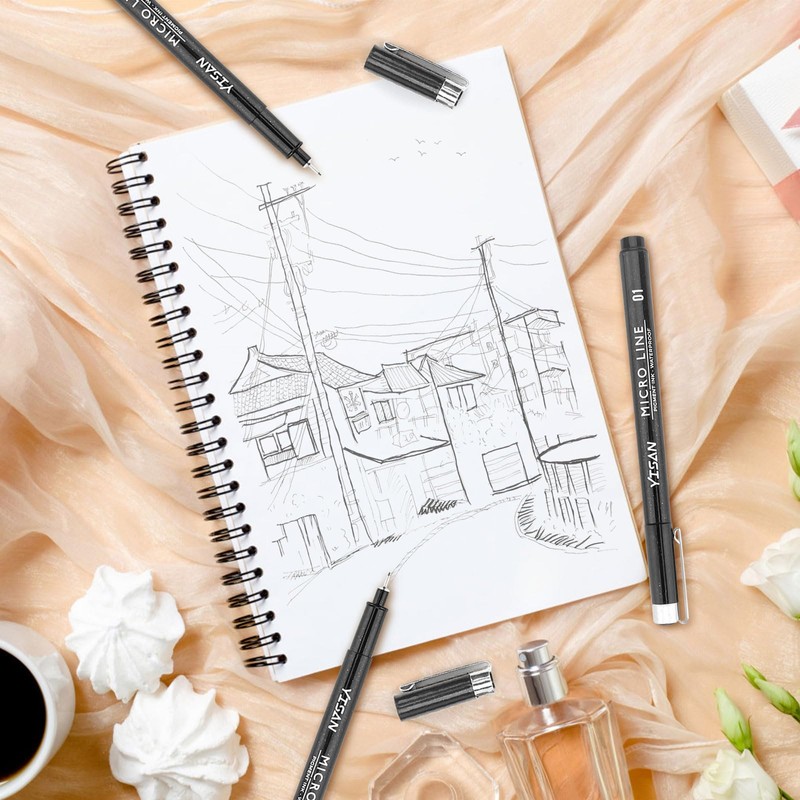 YISAN Fine Tip Pens Black 01,Extra Fine Point Writing Ink