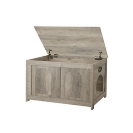 DINZI LVJ Litter Box Enclosure, Flip Top Litter Box Furniture, Hidden Cat Washroom, Wooden Cat House, End Side Table, 31.5" L x 19.7" W x 19.7" H, Sturdy and Easy to Assemble, Gray Wash