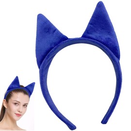 JazSwirl Blue Cat Ears, Blue Cat Ears Headband, Light Blue Ears Headband