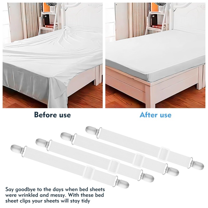 YHTCC 4 Pcs Bed Sheet Clips - Adjustable Bed Sheet