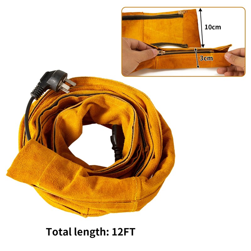 TIG Welding Torch Cable Cover,12 ft Flame-Resistant Split Cowhide Leather