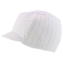 Armycrew Stretchy Top Flat Knitted Visor Beanie Hat - White