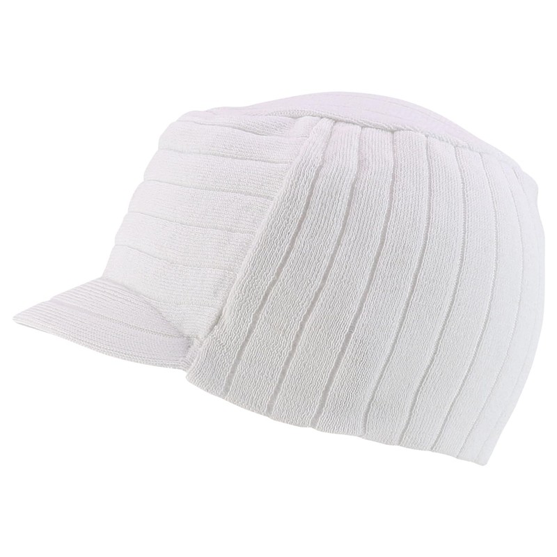 Armycrew Stretchy Top Flat Knitted Visor Beanie Hat - White