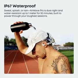 Langsdom Running Headphones AirWare Pro, Open Ear Lightweight Skin-Friendly Comfort, Superior Sound, IP67 Waterproof, Built-in 32GB MP3 Mode, 17.5Hrs Battery Life (Green)